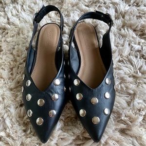ASOS design Lasca Studded Black Pointed toe flats